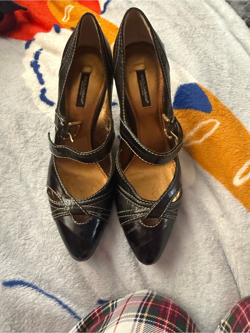 Dolce & Gabbana Black Patent Leather Cross-Strap Pumps